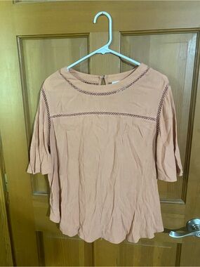 Ava & Viv Peach Lace-Trim Blouse